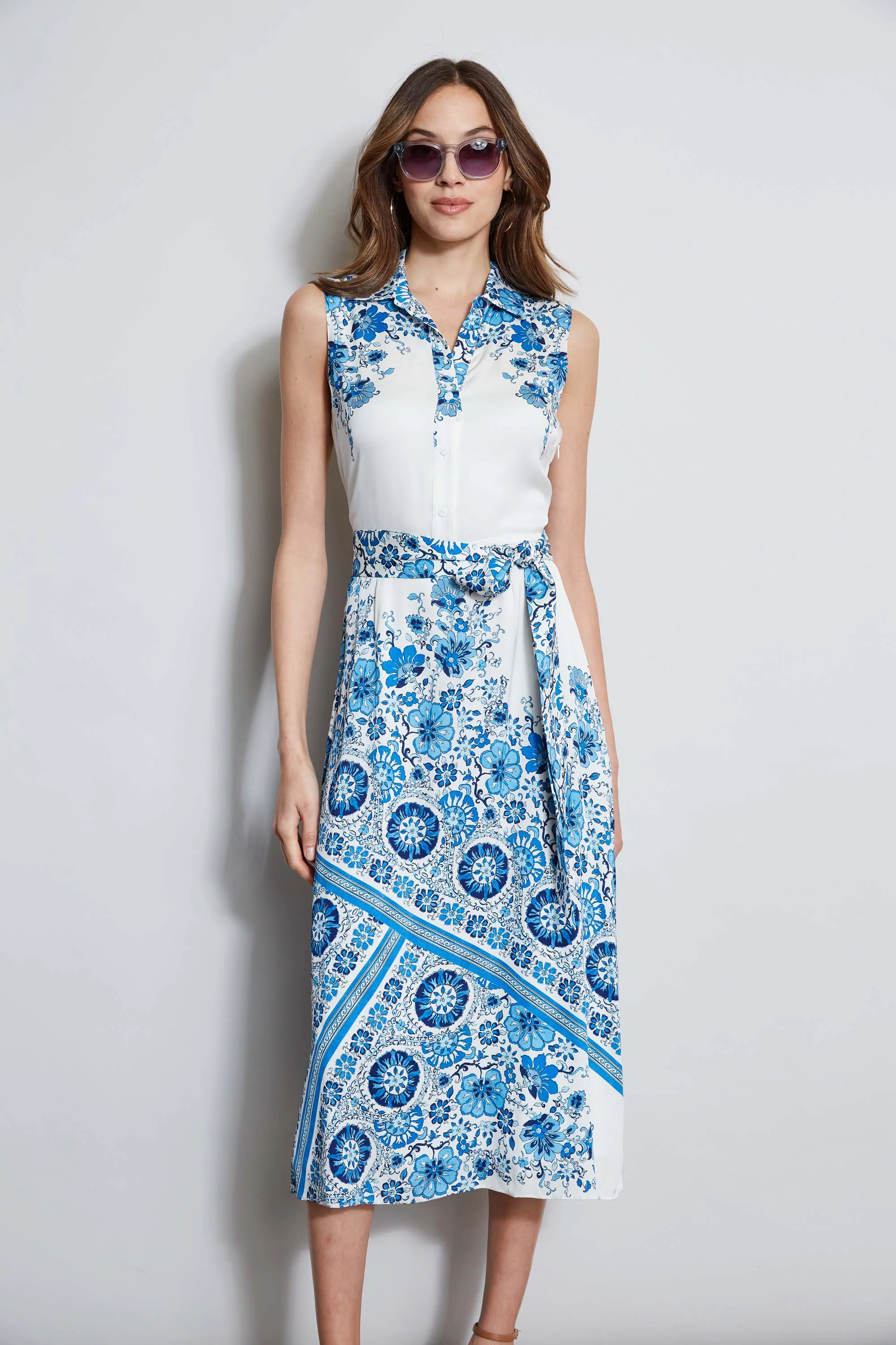 Silk Cascade Garden Shirt Dress - Inholu