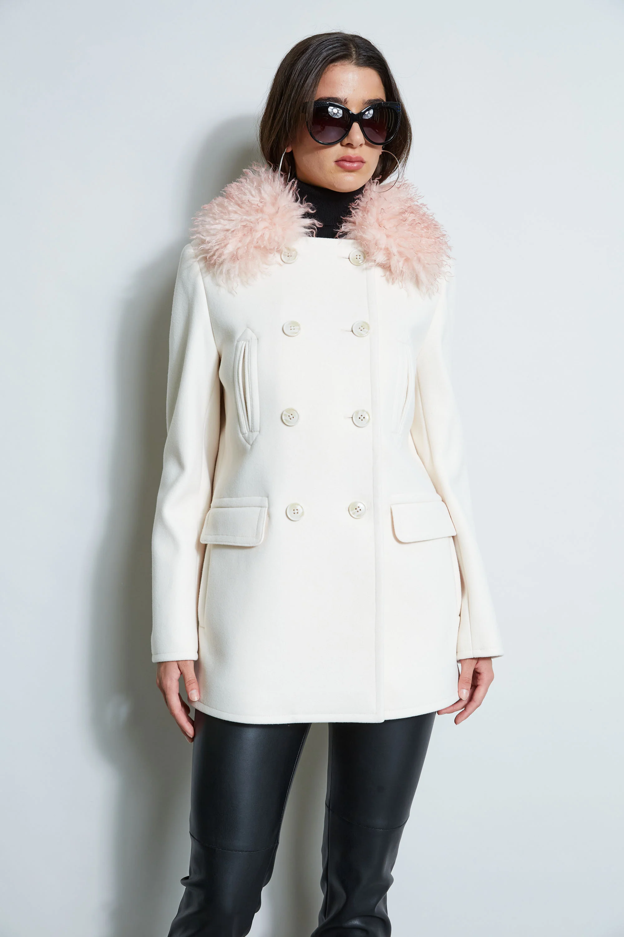 Faux Fur Collar Peacoat - Inholu