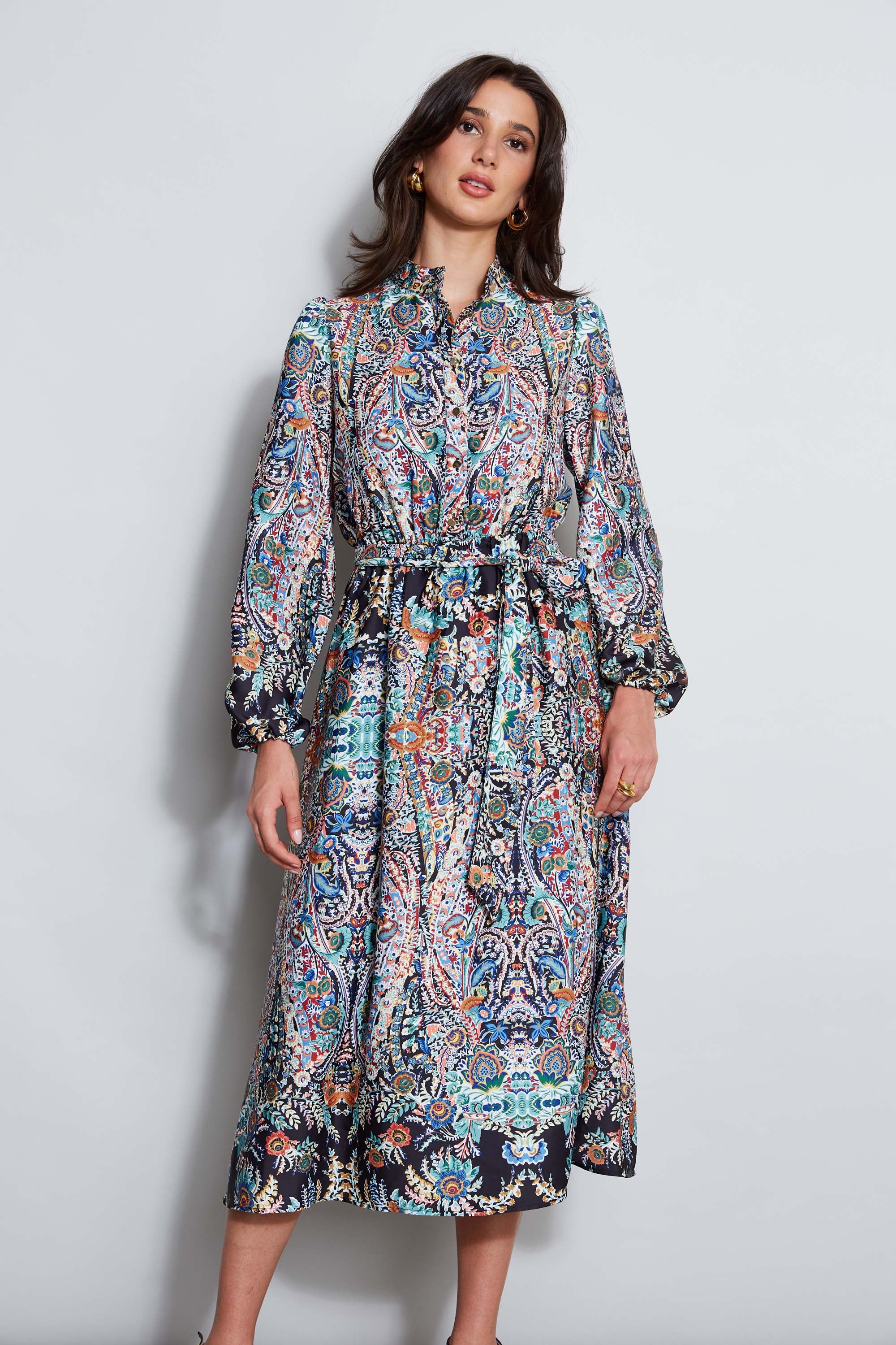 T-Tahari Royal Garden Satin Shirt Dress - Inholu